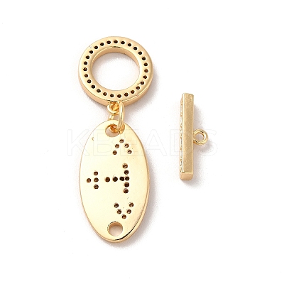 Brass Micro Pave Clear Cubic Zirconia Toggle Clasps KK-M243-11G-1