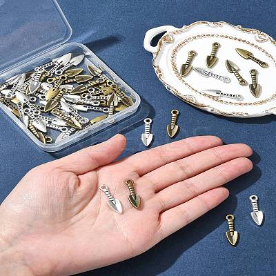 60Pcs 2 Colors Tibetan Style Alloy Pendants TIBEP-FS0001-23-1