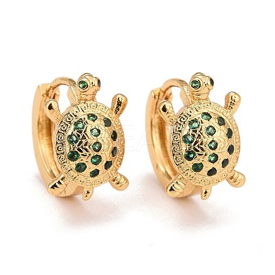Real 18K Gold Plated Brass Cubic Zirconia Huggie Hoop Earrings EJEW-C012-05-1
