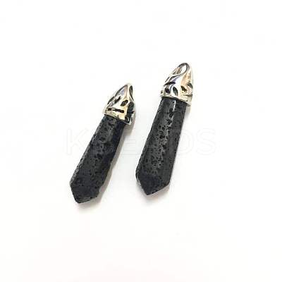 Bullet Lava Rock Pointed Pendants G-E332-C26-1