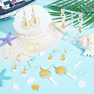 DIY Shell & Alloy Dangle Earring Making Kits DIY-SC0026-53-1