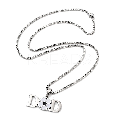 202 Stainless Steel Enamel Box Chain Sport Ball Pendant Necklaces for Men NJEW-K380-01A-01-1