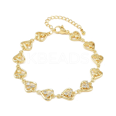 Brass Micro Pave Clear Cubic Zirconia Link Chain Bracelets for Women BJEW-A090-09B-G-1