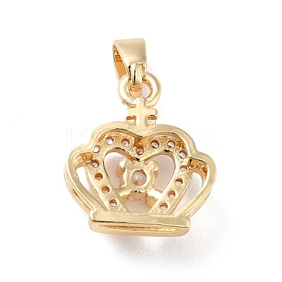 Rack Plating Brass Micro Pave Clear Cubic Zirconia Pendants ZIRC-F128-03G-1