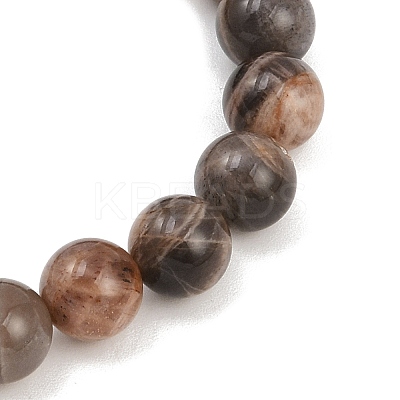 Natural Black Moonstone Round Beads Stretch Bracelets for Men Women BJEW-JB12396-1