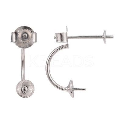 Anti-Tarnish Rhodium Plated 925 Sterling Silver Stud Earring Findings STER-M089-08-1