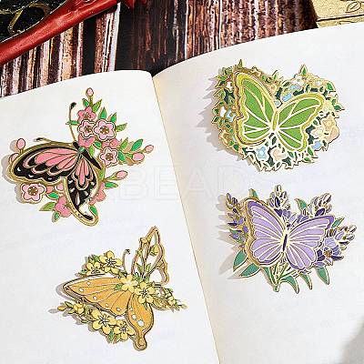 4Pcs Butterfly Brass Bookmarks AJEW-WH20054-145-1