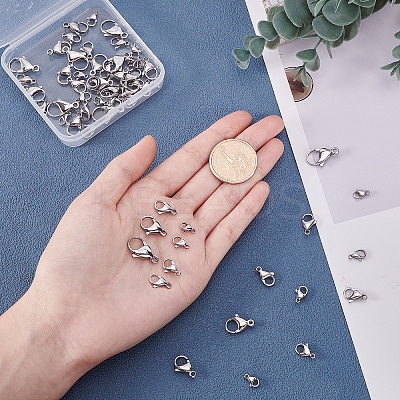 70Pcs 7 Style 304 Stainless Steel Lobster Claw Clasps STAS-PH0001-45-1