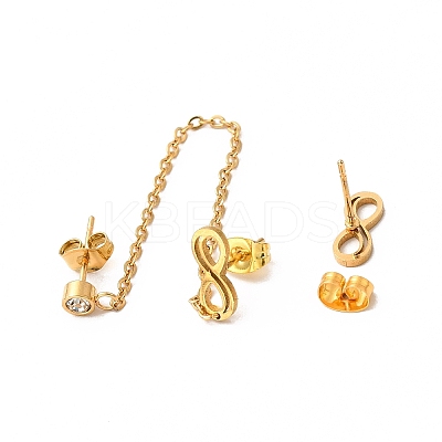 PVD Vacuum Plating 304 Stainless Steel Dangle Chains Stud Earrings EJEW-C049-01D-G-1