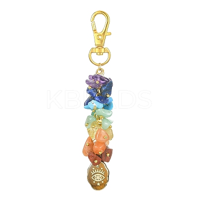 Chakra Gemstone Chips Pendant Decorations HJEW-JM01201-1