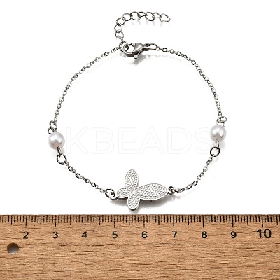 304 Stainless Steel Butterfly Link Bracelets BJEW-C098-01D-P-1