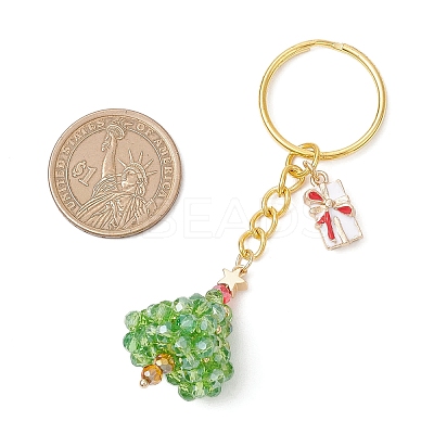 Christmas Tree Handmade Glass Seed Beads Keychains KEYC-MZ00044-1