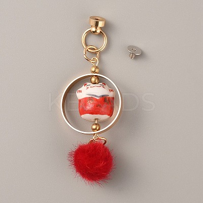 Ceramic Lucky Cat Small Pendant Mobile Phone Decoration FIND-WH0150-45A-1