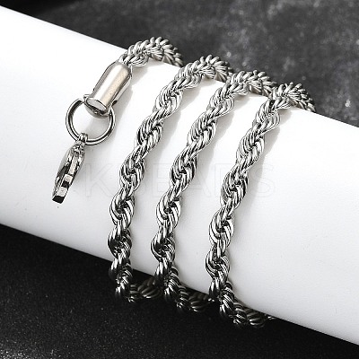 Tarnish Resistant Trendy Men's 304 Stainless Steel Rope Chain Necklaces NJEW-M072-D-02-1