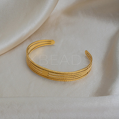 Vintage Hammered 304 Stainless Steel Multi-strand Cuff Bangles for Women AJ6872-1