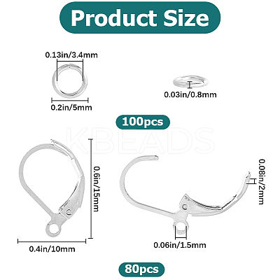 80Pcs 304 Stainless Steel Leverback Earring Findings STAS-SP0001-12-1