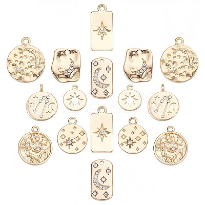 16Pcs 8 Styles Alloy Pendants PALLOY-SC0003-77G-1