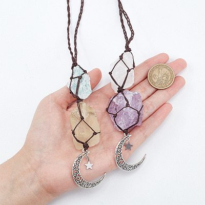 2Pcs 2 Style Cotton Braided Pendant Decorations HJEW-AR0001-11A-1