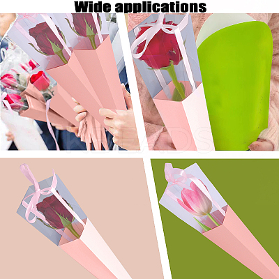 Cone Iridescent Paper Single Rose Packaging Gift Boxes LS-CON-WH0085-50B-1