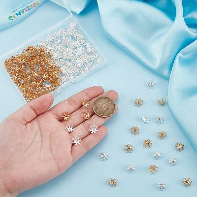 200Pcs 2 Colors Brass Bead Caps FIND-GO0003-29-1