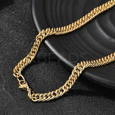 5.5MM 304 Stainless Steel Cuban Link Chain Necklaces for Men NJEW-B134-08A-G-1