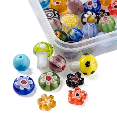 50Pcs 4 Style Handmade Lampwork Beads LAMP-FS0001-06-1