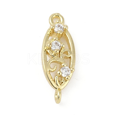 Brass Clear Cubic Zirconia Connector Charms KK-Z094-06G-01-1
