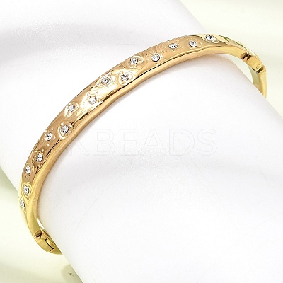 304 Stainless Steel Crystal Rhinestone Hinged Cuff Bangles for Women SA-CBAF851-05G-1