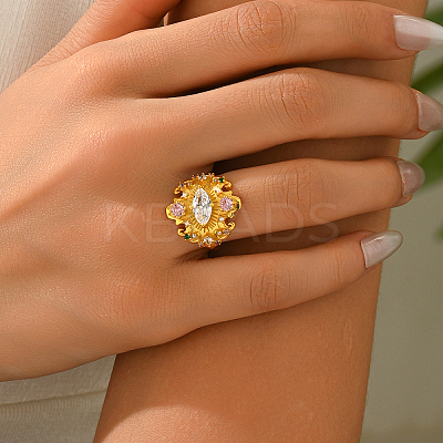 Brass Micro Pave Cubic Zirconia Finger Rings for Women QS5148-1-1