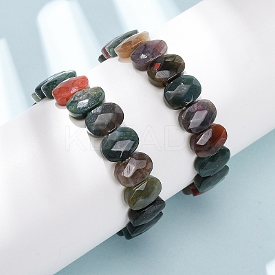 Natural Indian Agate Faceted Beaded Stretch Bracelets for Women BJEW-K251-07D-1