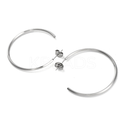 304 Stainless Steel Ring Stud Earrings EJEW-K295-01A-P-1