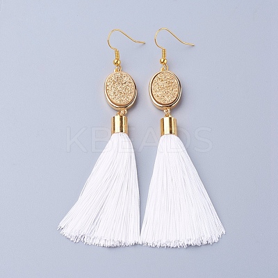 Ice Silk Thread Tassel Dangle Earrings EJEW-P142-B01-1