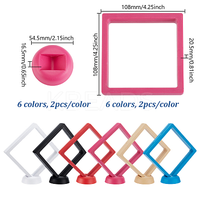 12Pcs 6 Colors Square Transparent PE Thin Film Suspension Jewelry Display Boxes ODIS-GA0001-71-1
