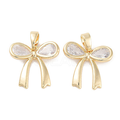 Brass Micro Pave Cubic Zirconia Pendants KK-C051-42G-1