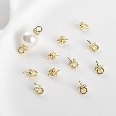 Brass with Cubic Zirconia Peg Bails KK-B087-13A-G-1