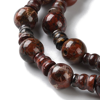 Natural Brecciated Jasper 3-Hole Guru Beads Strands G-K149-56-1