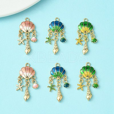 6Pcs 3 Colors Alloy Enamel Pendants ENAM-YW0003-79-1