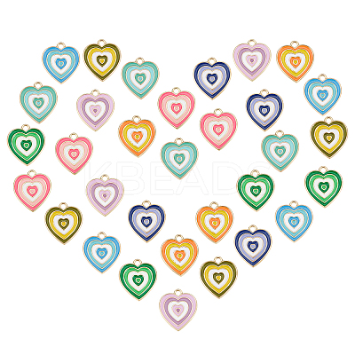 32Pcs 8 Colors Rack Plating Light Gold Alloy Enamel Pendants ENAM-NB0001-86-1