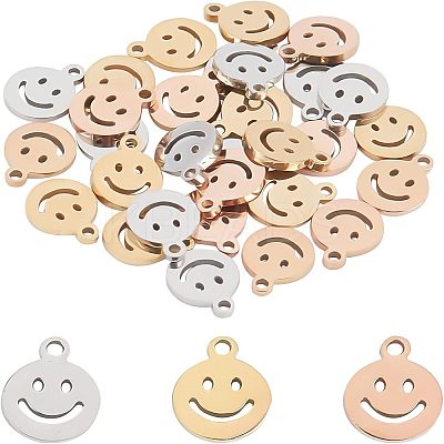 30Pcs 3 Colors 304 Stainless Steel Charms STAS-UN0025-33-1