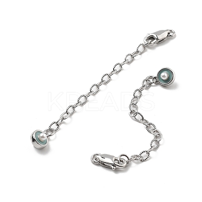 Brass Enamel ABS Imtation Pearl End with Chain KK-B129-27P-03-1