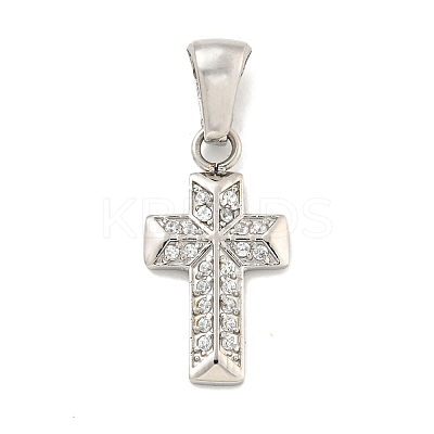 304 Stainless Steel Cubic Zirconia Pendants STAS-C102-04E-P-1