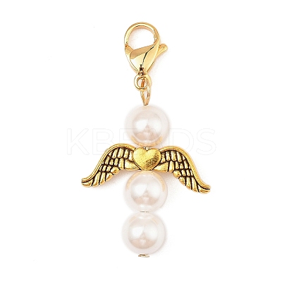 Angel Shell Pearl & Alloy Pendant Decoration HJEW-JM02402-1