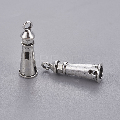 Tibetan Style Alloy Lighthouse Pendants TIBEP-19257-AS-NR-1