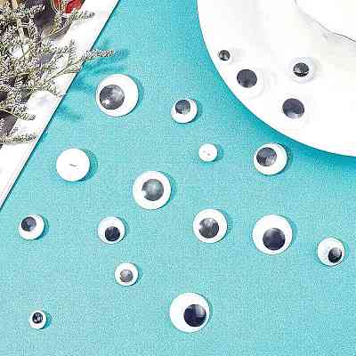 Black & White Plastic Wiggle Googly Eyes Buttons DIY Scrapbooking Crafts Toy Accessories KY-PH0001-12-1