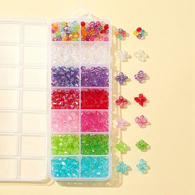 700Pcs 14 Style Bicone AB Color Plated Eco-Friendly Transparent Acrylic Beads TACR-FS0001-32-1