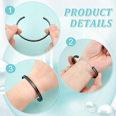 4Pcs 2 Colors C-Shaped 201 Stainless Steel Grooved Cuff Bangles STAS-UN0065-25B-1