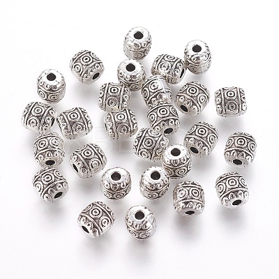 Tibetan Style Alloy Barrel Beads LS-TIBEB-5178-AS-RS-1