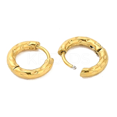 Ion Plating(IP) 304 Stainless Steel Textured Huggie Hoop Earrings LS-EJEW-G374-02A-G-1