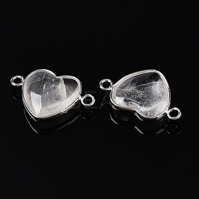 Natural Quartz Crystal Love Heart Pendants G-T138-205C-P-1