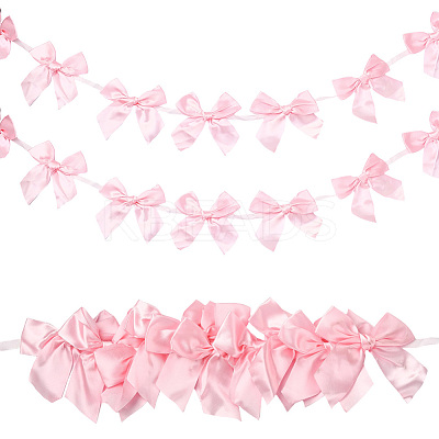 2Pcs Cloth Bowknot Hanging Banner for Christmas Tree Decoration AJEW-SP0002-82D-1